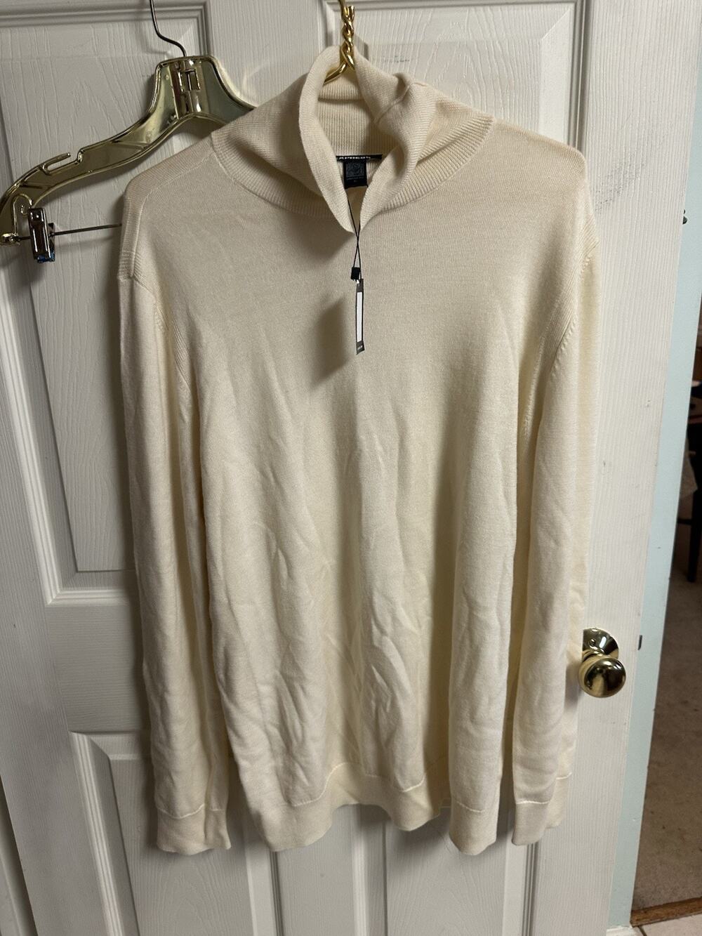 Express Sweater Womens 100% Merino Wool Turtleneck Pullover Knit Cream XL Beige